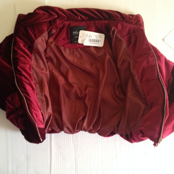 Velvet Red/Wine puffer coat - Picture 3 of 5